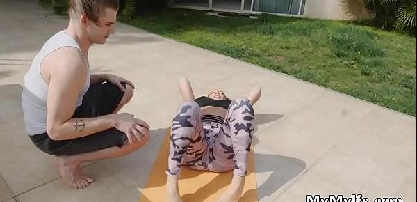  Riding Yoga MILF pussy indoors and outdoors